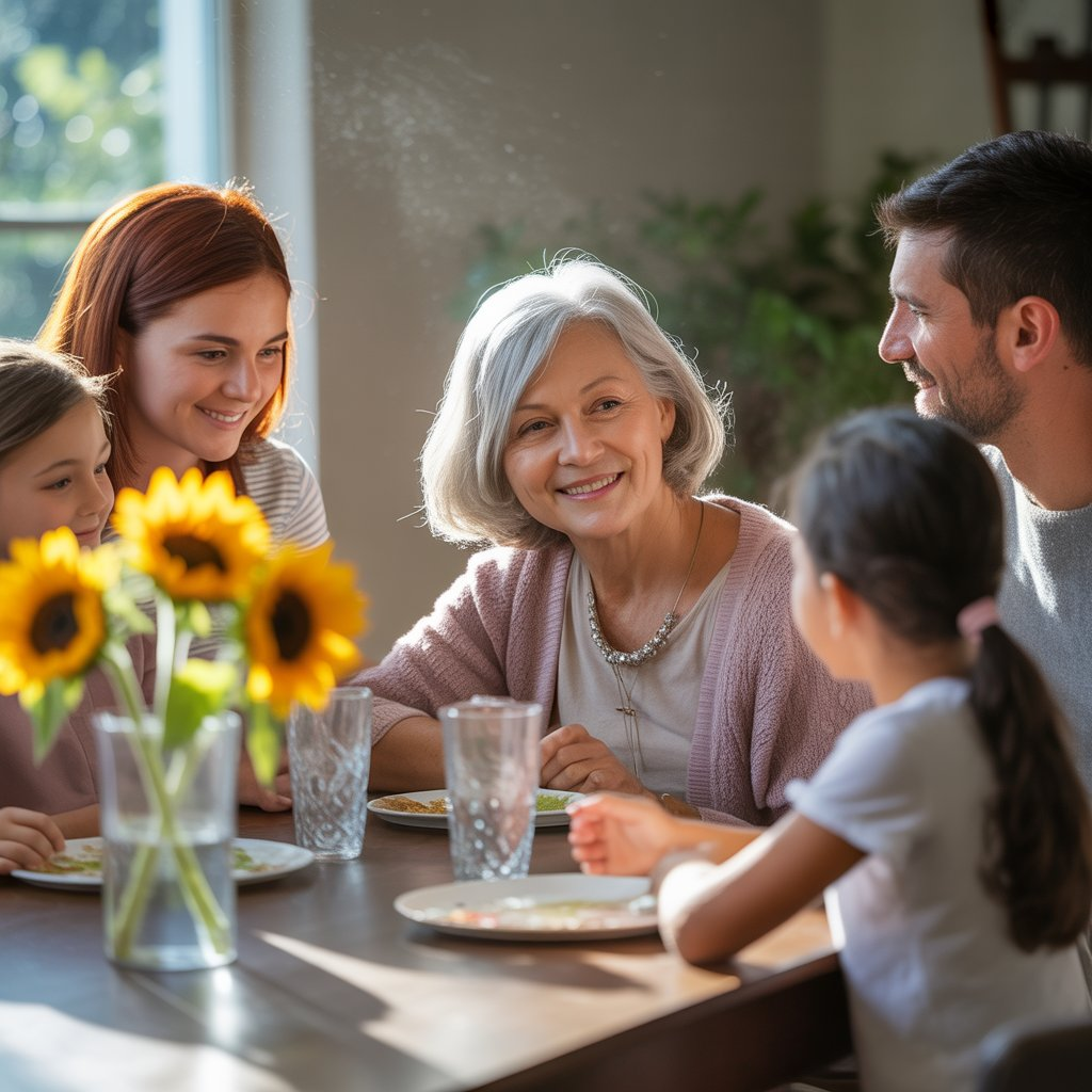 Family sitting around table